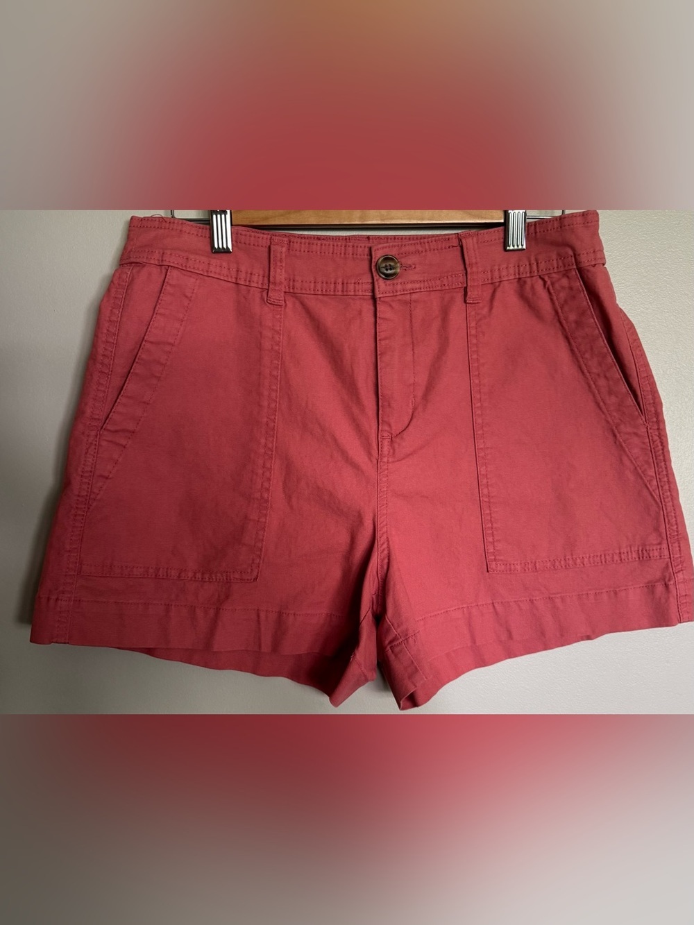 A New Day Coral Utility Shorts Women’s Size 12 Stretch Cotton Chino Casual